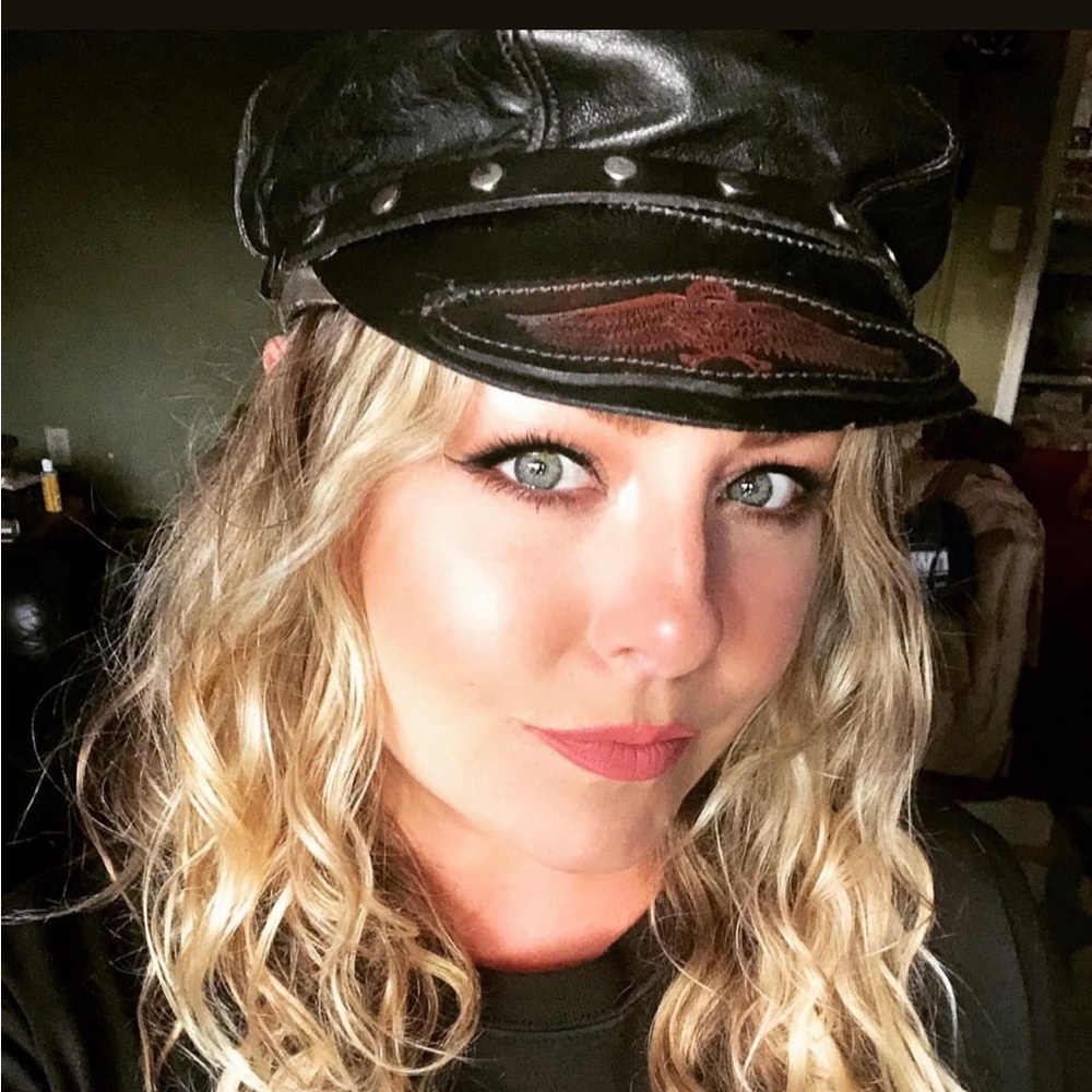Leather motorcycle Cap